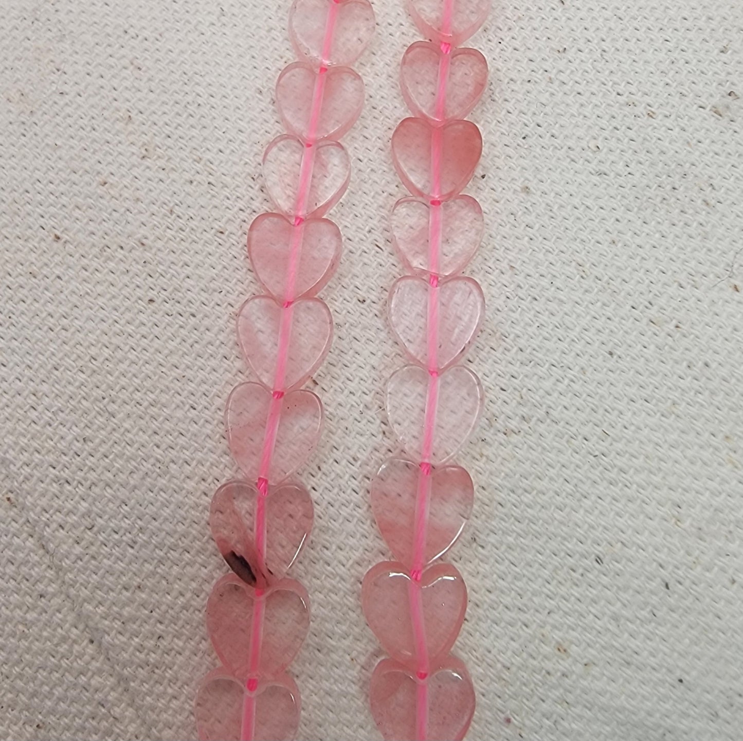 Cherry Quartz 8mm Heart Gemstone Bead Strand – 16"