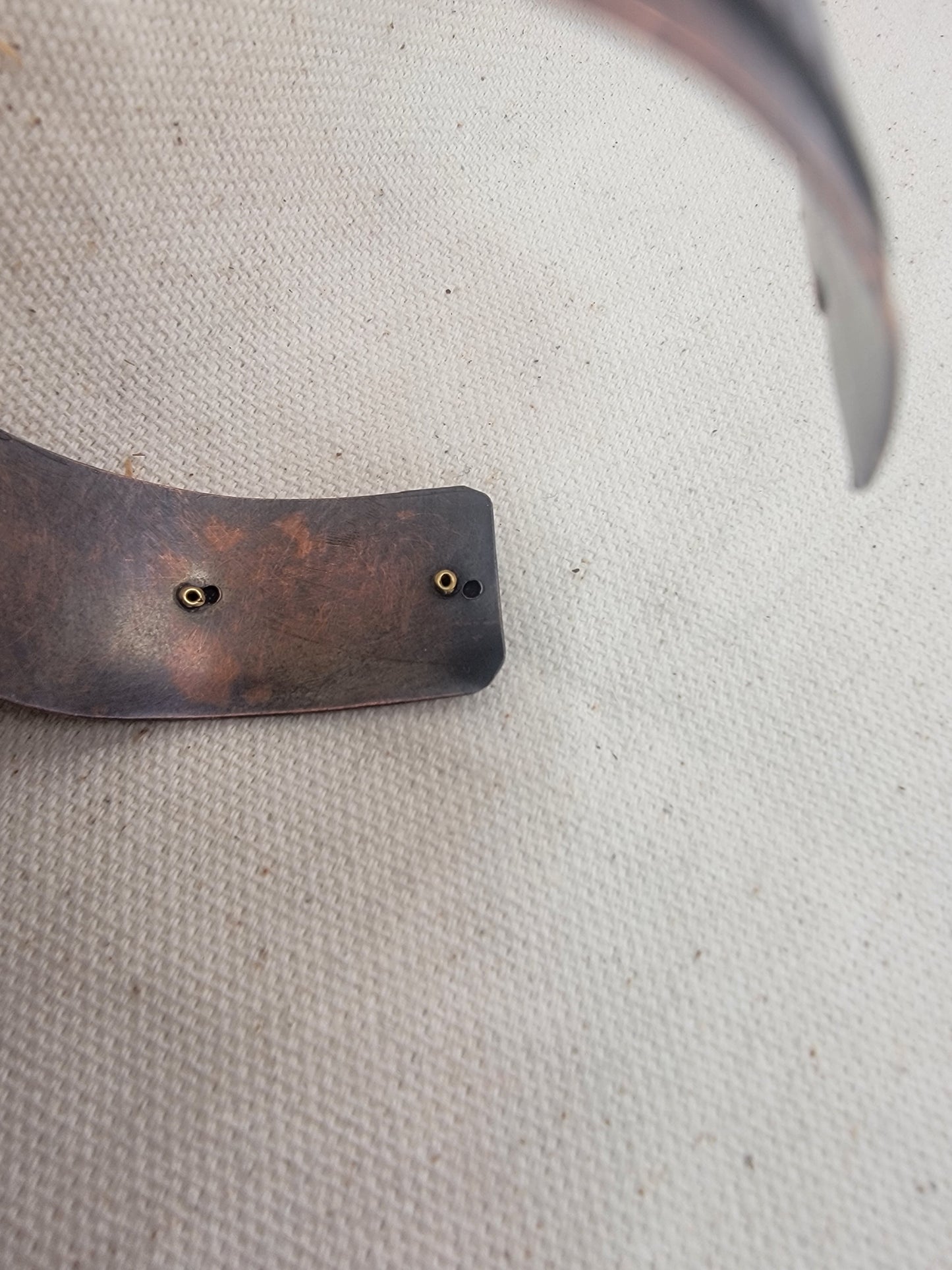 Textured Copper Cuff Bracelet with Brass Rivets – Handmade Hammered Metal Bracelet, Rustic Boho Unisex Jewelry