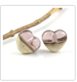 Sepia Hearts, Artist Lampwork Glass Bead Earring Pair, glass spacer bead, designer jewelry supplies