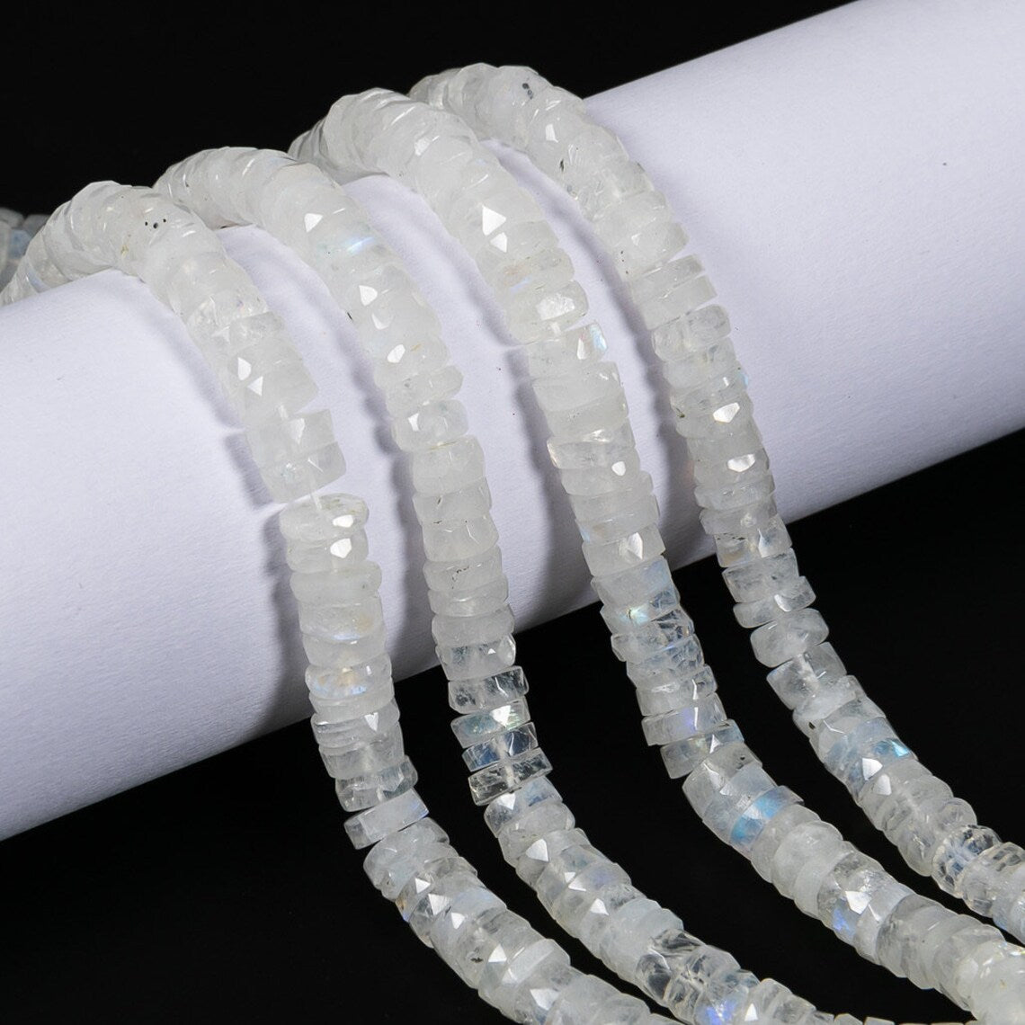 Rainbow Moonstone Beads - Rainbow Moonstone Natural Gemstone Faceted Heishi Tyre Shape Handmade Beads Size 7-8mm Beads for Jewelry Making