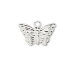 Charm, silver-plated brass, 13x9mm butterfly. Sold per pkg of 100.