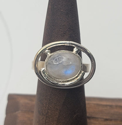 Moonstone Orbit Ring 925 Sterling Silver Statement Ring