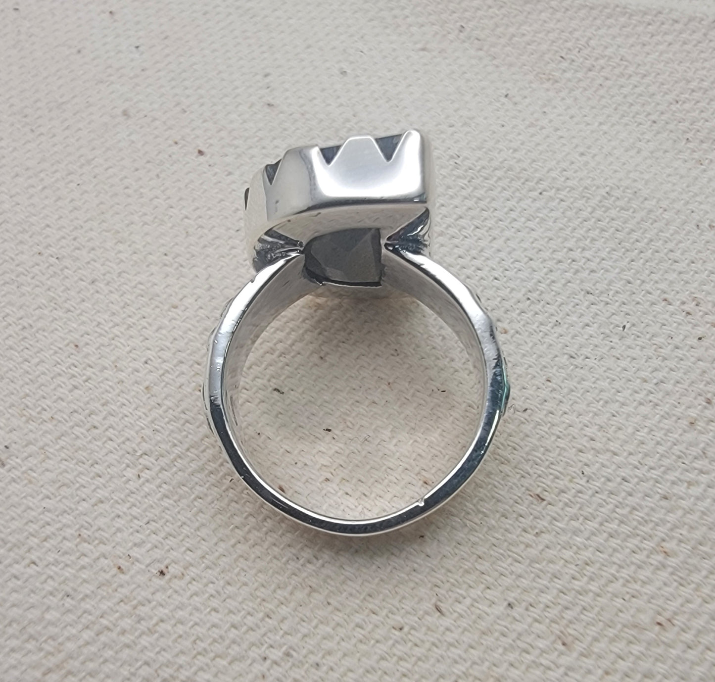 Half Moon Labradorite Sterling Silver Ring