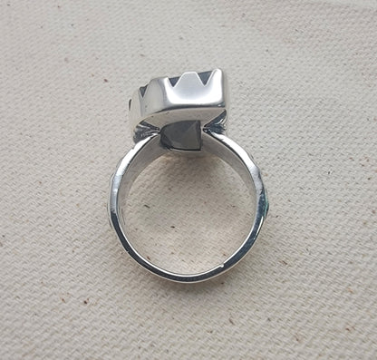 Half Moon Labradorite Sterling Silver Ring