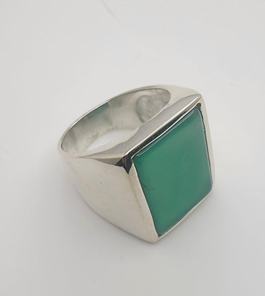 Green Chalcedony Sterling SIlver Ring