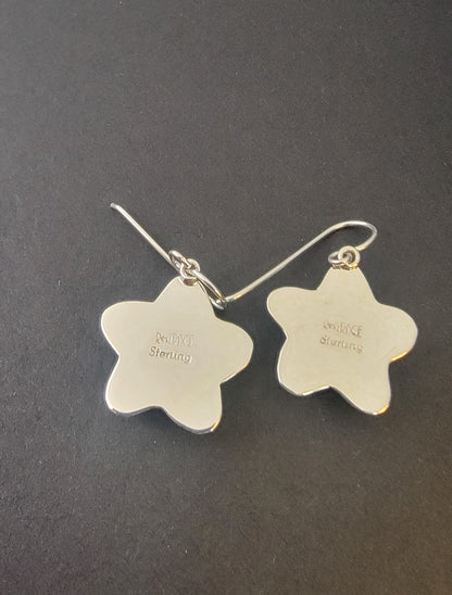 Native American Handcrafted Turquoise Star Earrings – Sterling Silver