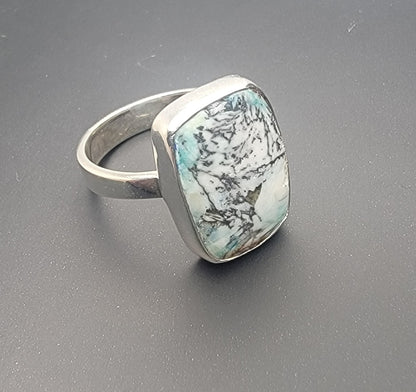 Russian azurite sterling silver ring size 8