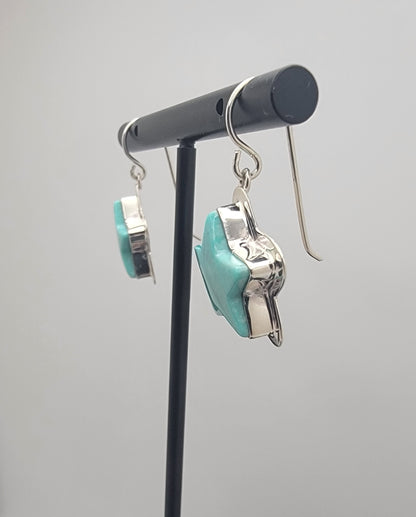 Native American Handcrafted Turquoise Star Earrings – Sterling Silver