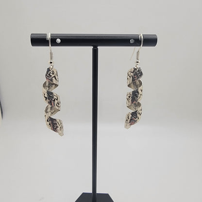 Handcrafted Sterling Silver Spiral Drop Earrings