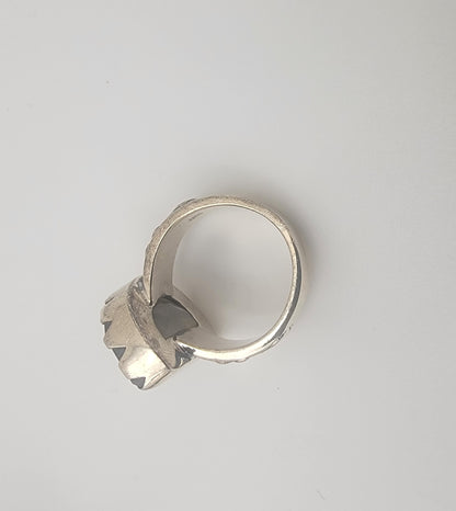 Sterling Silver and Labradorite Half Moon Design Gemstone Ring