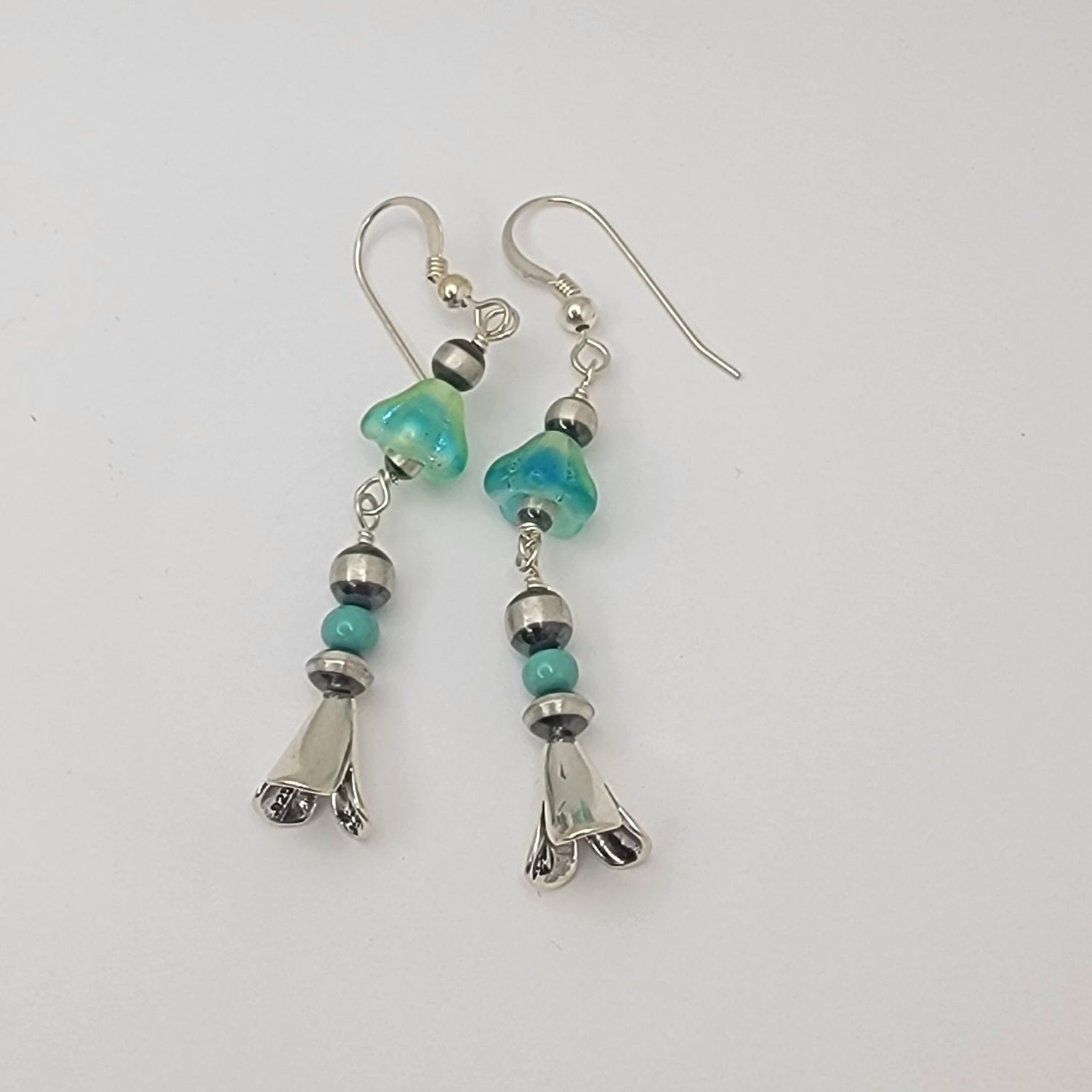 Native American Squash Blossom Dangle Earrings