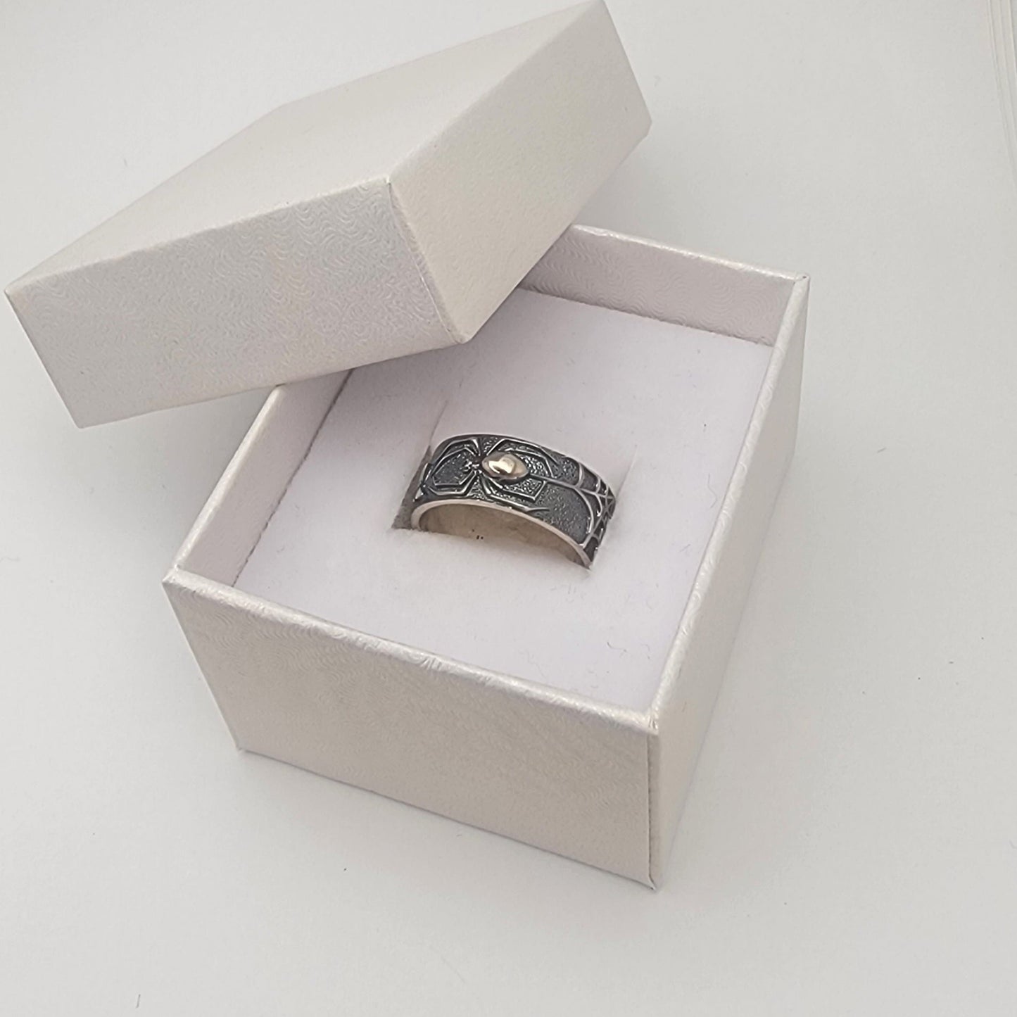 925 Sterling Silver Spiderweb Wide band Ring