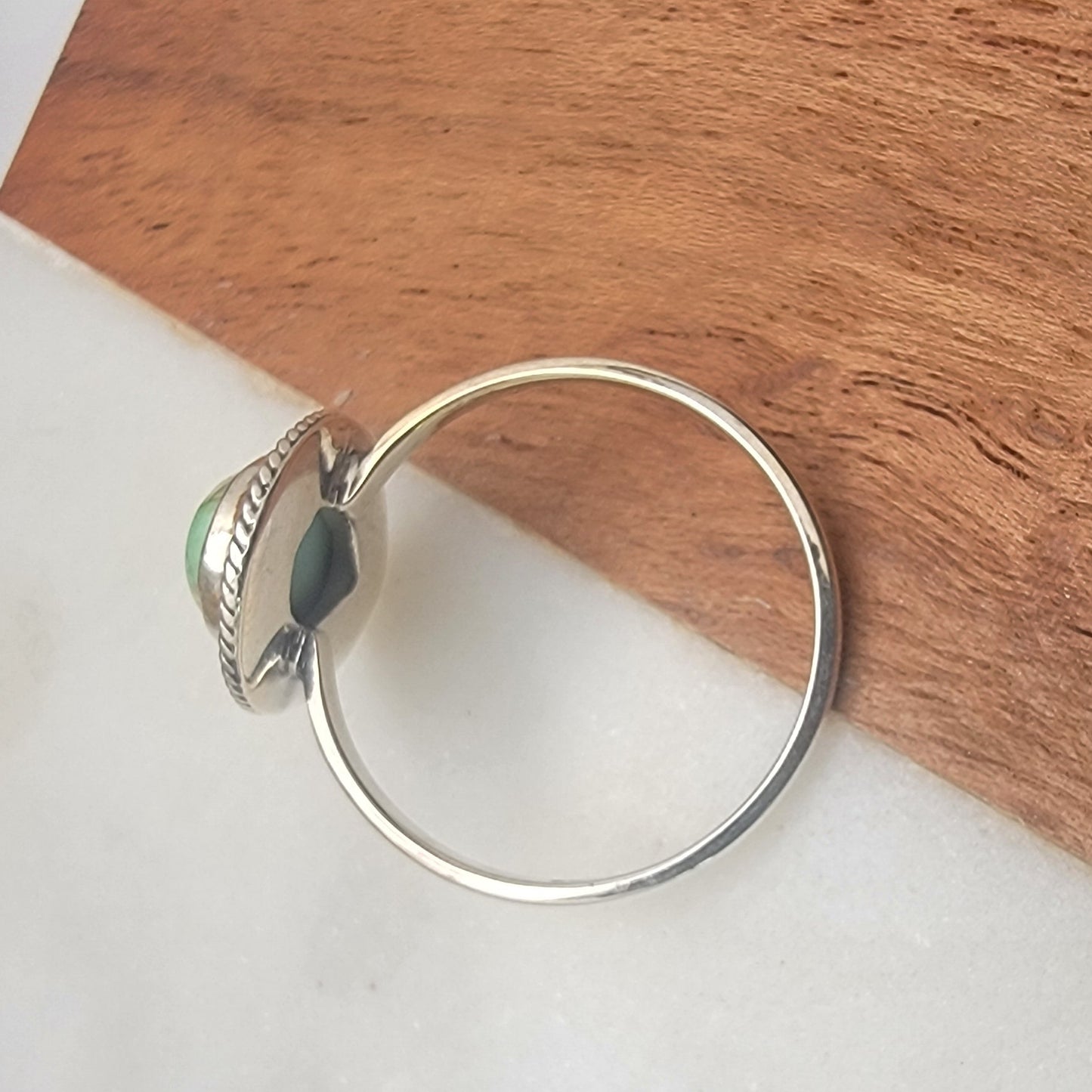 Sterling Silver Sonoran Mountain Turquoise Ring – Size 10, 2 mm Band