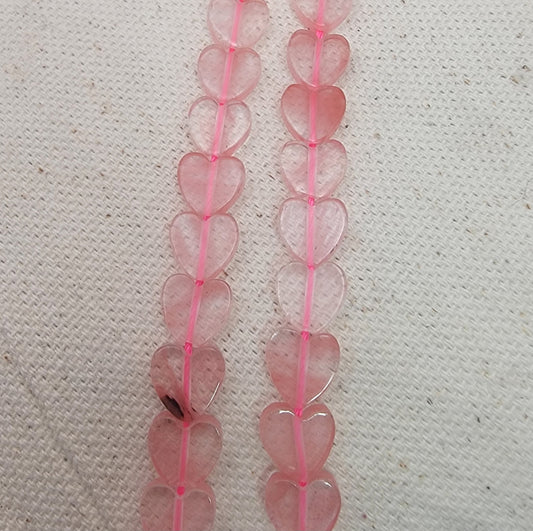 Quartz, Cherry 8mm Heart Gemstone Bead Strand – 16"