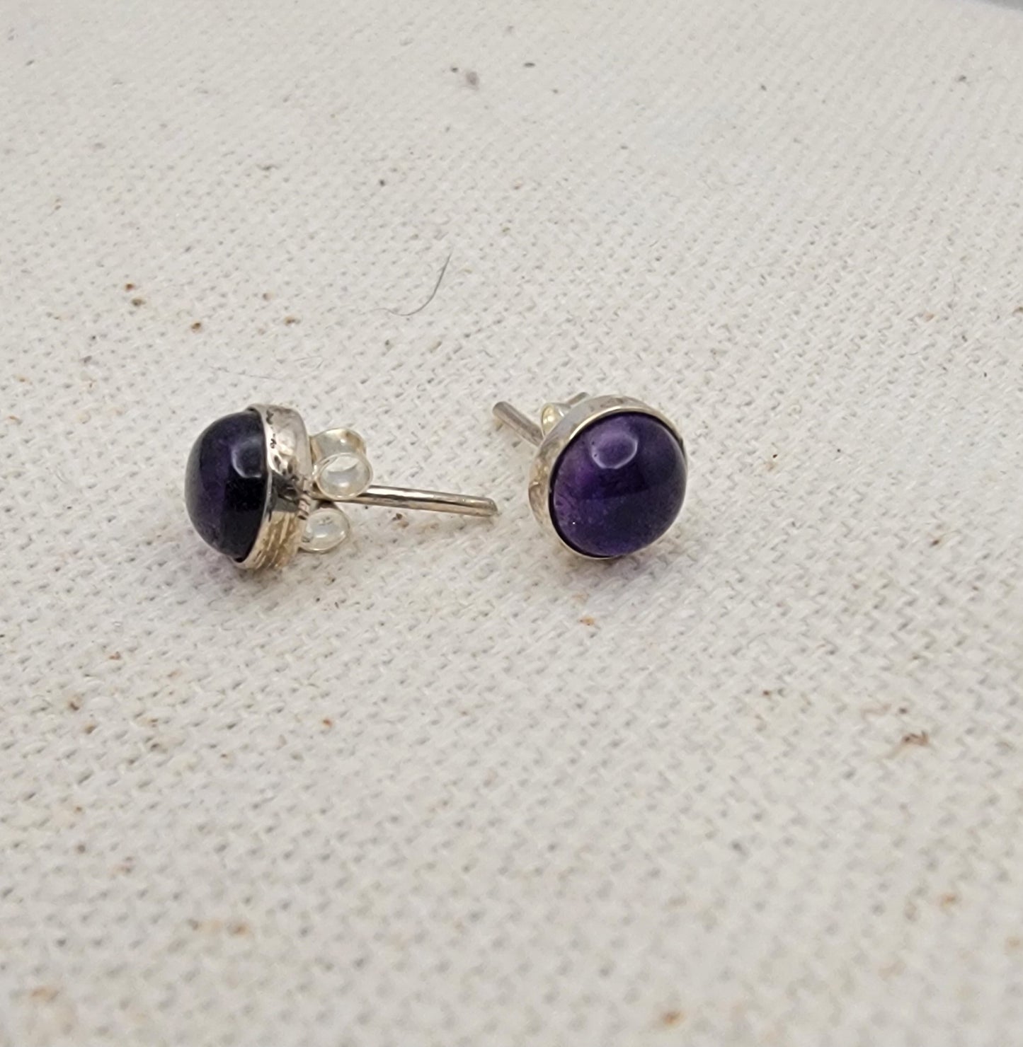 6mm Gemstone Cabochon Stud Earrings – 925 Sterling Silver