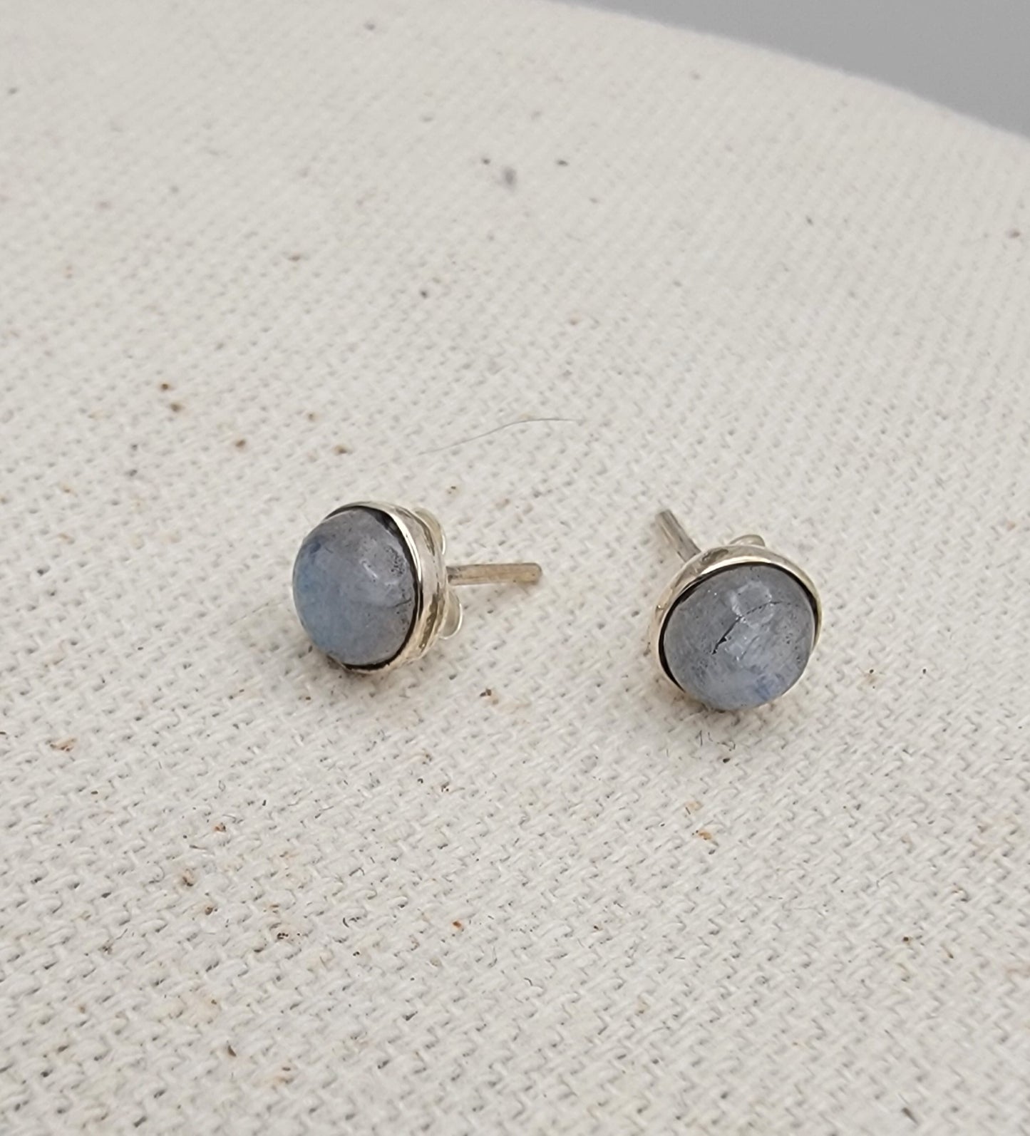 6mm Gemstone Cabochon Stud Earrings – 925 Sterling Silver