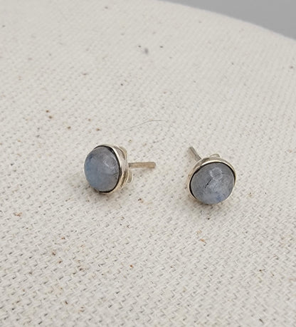 6mm Gemstone Cabochon Stud Earrings – 925 Sterling Silver