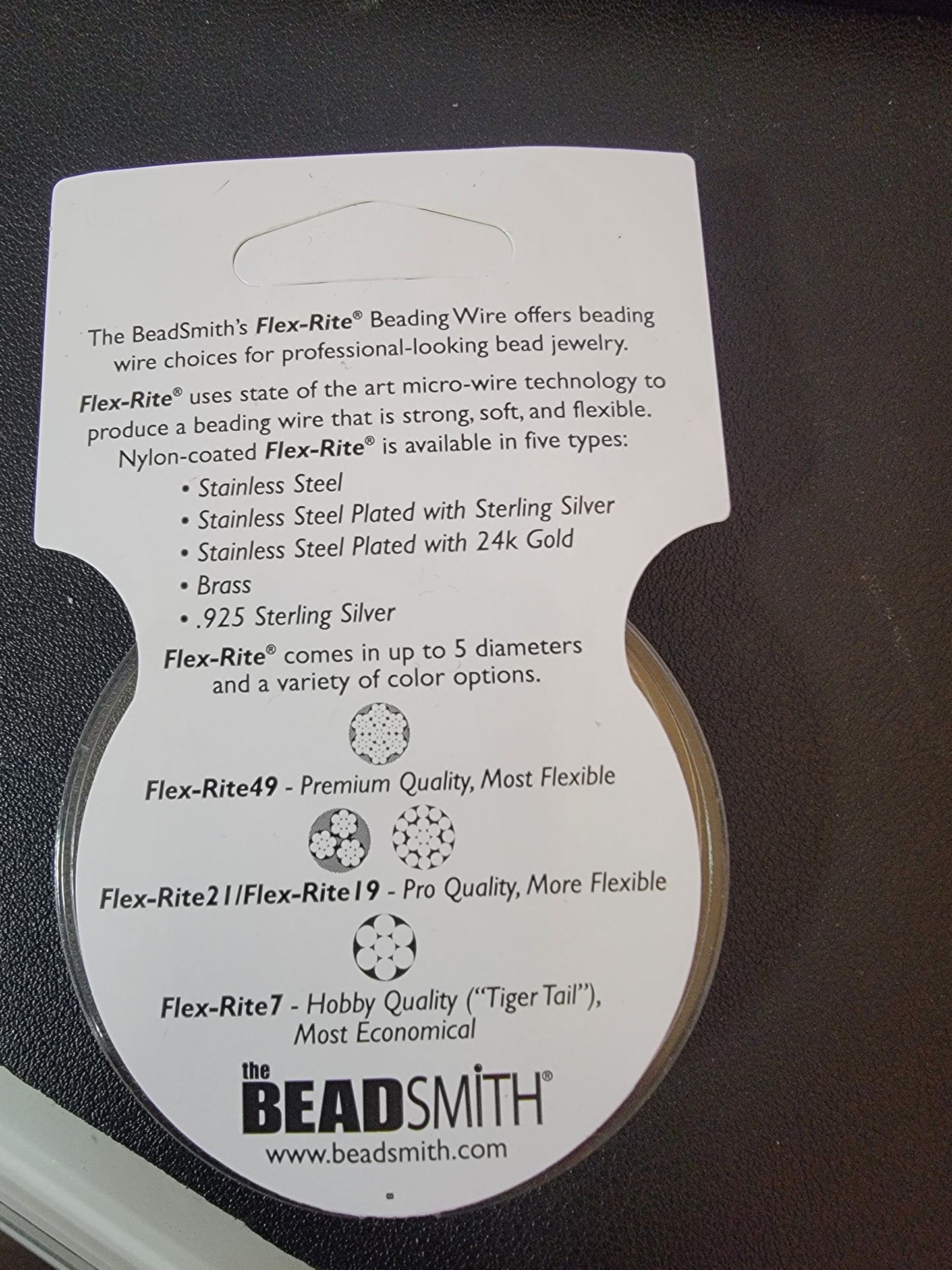 Beadsmith Flex-Rite 21 Beading Wire – .018" (0.45mm), Clear, 30 ft – 21-Strand Stainless Steel
