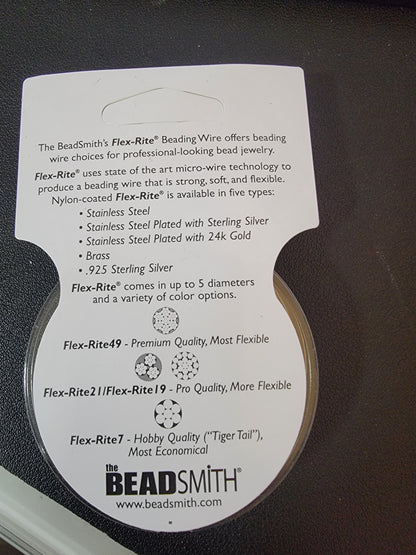Beadsmith Flex-Rite 21 Beading Wire – .018" (0.45mm), Clear, 30 ft – 21-Strand Stainless Steel