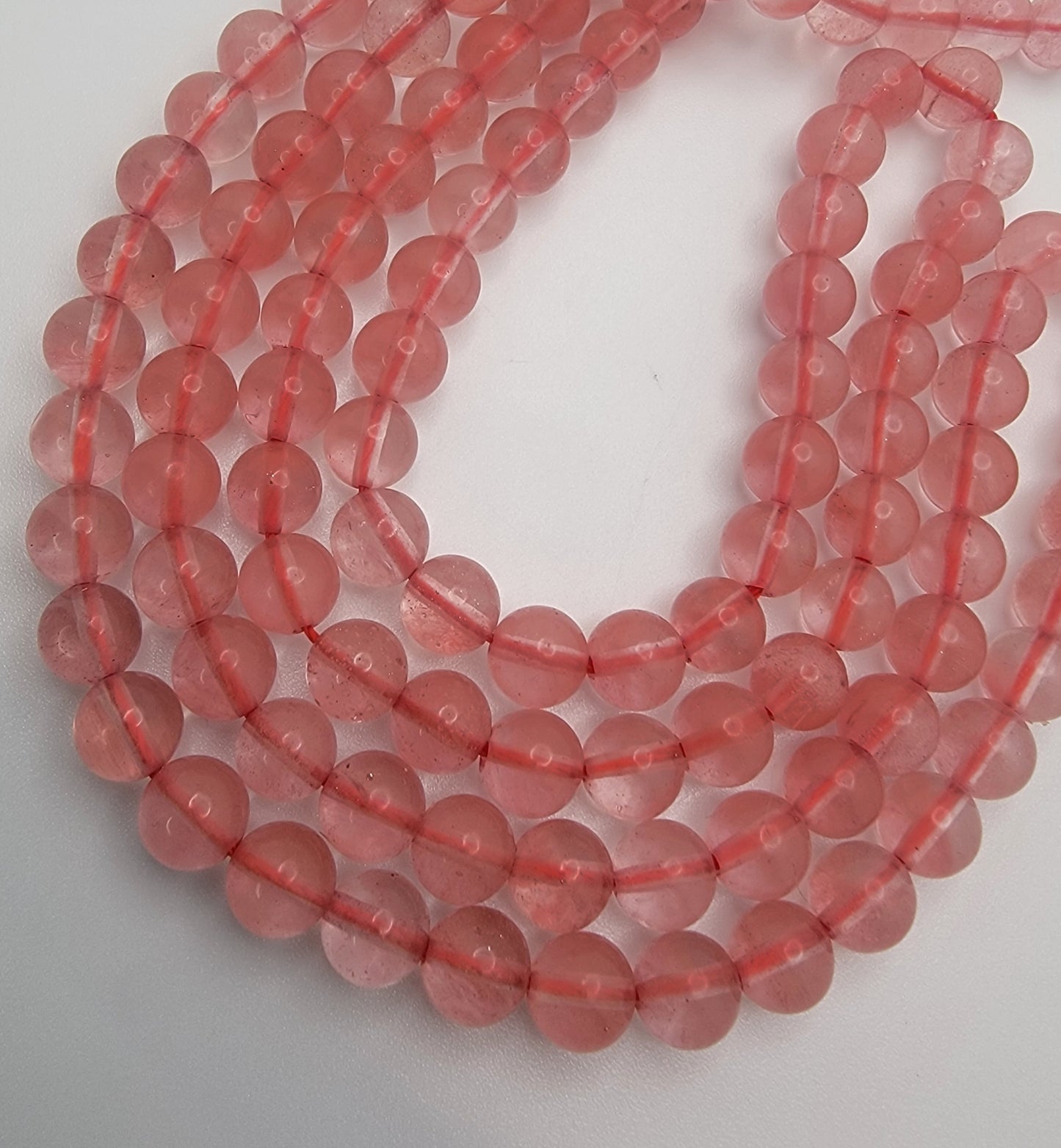16" Strand 6mm Cherry Quartz Gemstone Smooth Round shape Beads AAA Quality Real Gemstone Beads for Jewelry Making Loose Beads Strands