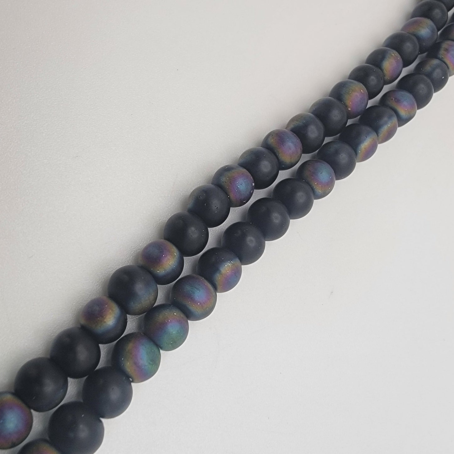 Mystic Rainbow Black Titanium Agate 6mm or 8mm Round Beads 15.5" Strand