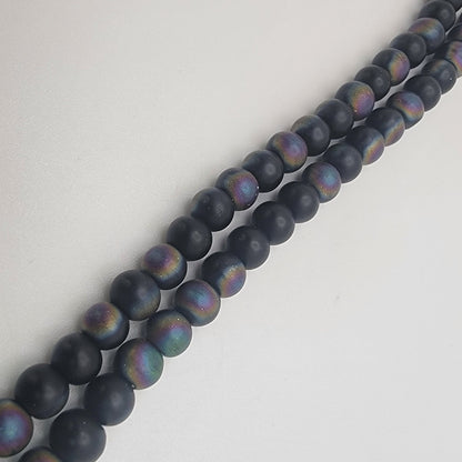 Mystic Rainbow Black Titanium Agate 6mm or 8mm Round Beads 15.5" Strand
