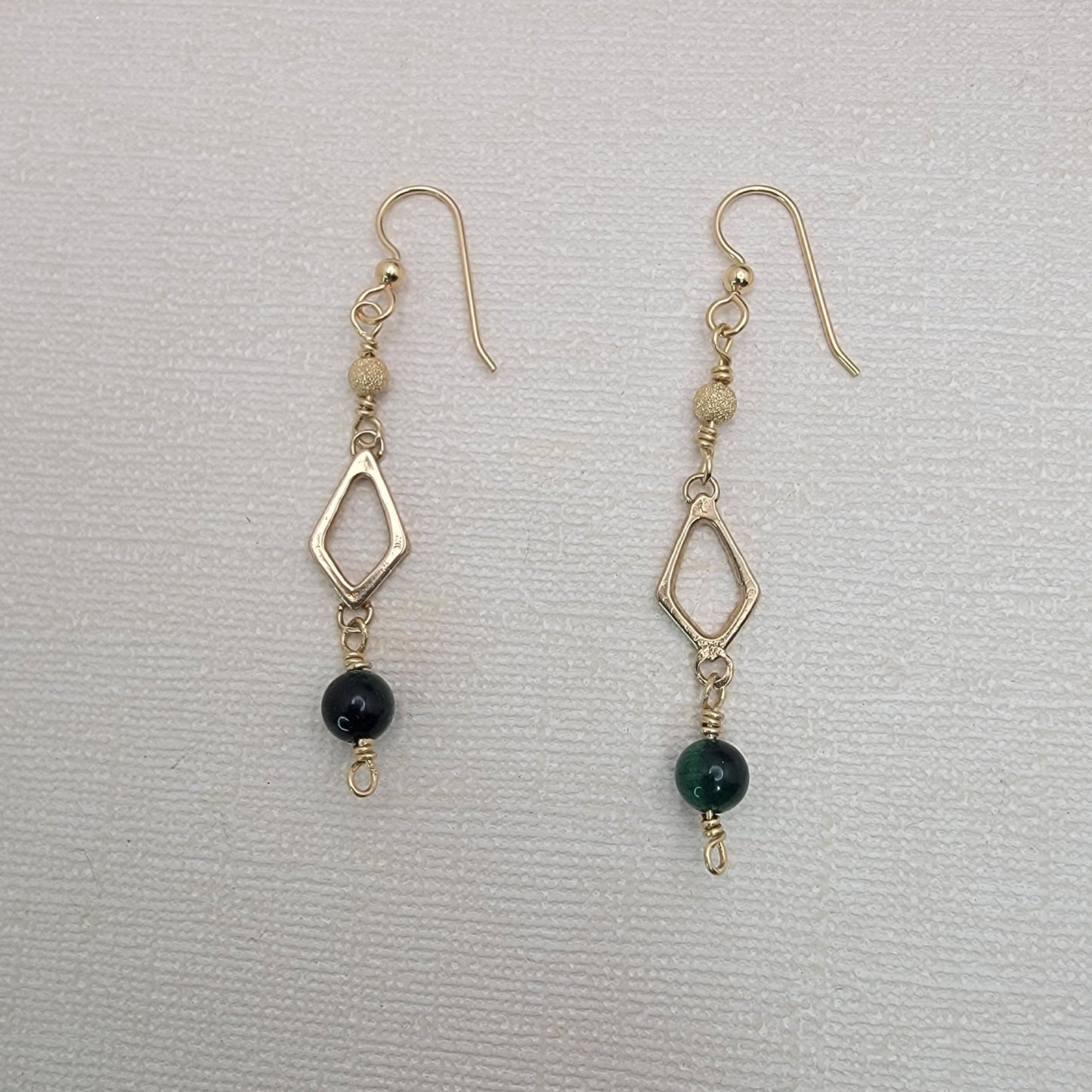 Green Tiger's Eye Gemstone dangle earrings