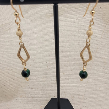 Green Tiger's Eye Gemstone dangle earrings