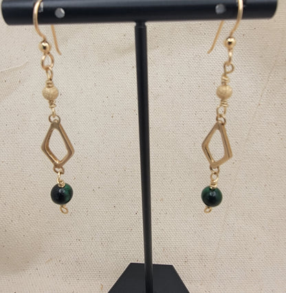 Green Tiger's Eye Gemstone dangle earrings