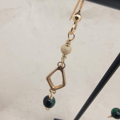 Green Tiger's Eye Gemstone dangle earrings