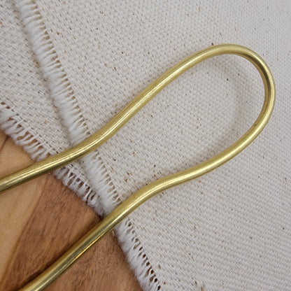 Hand Forged Wavy Artisan Brass Minimalist Hair Pin Bun Holder