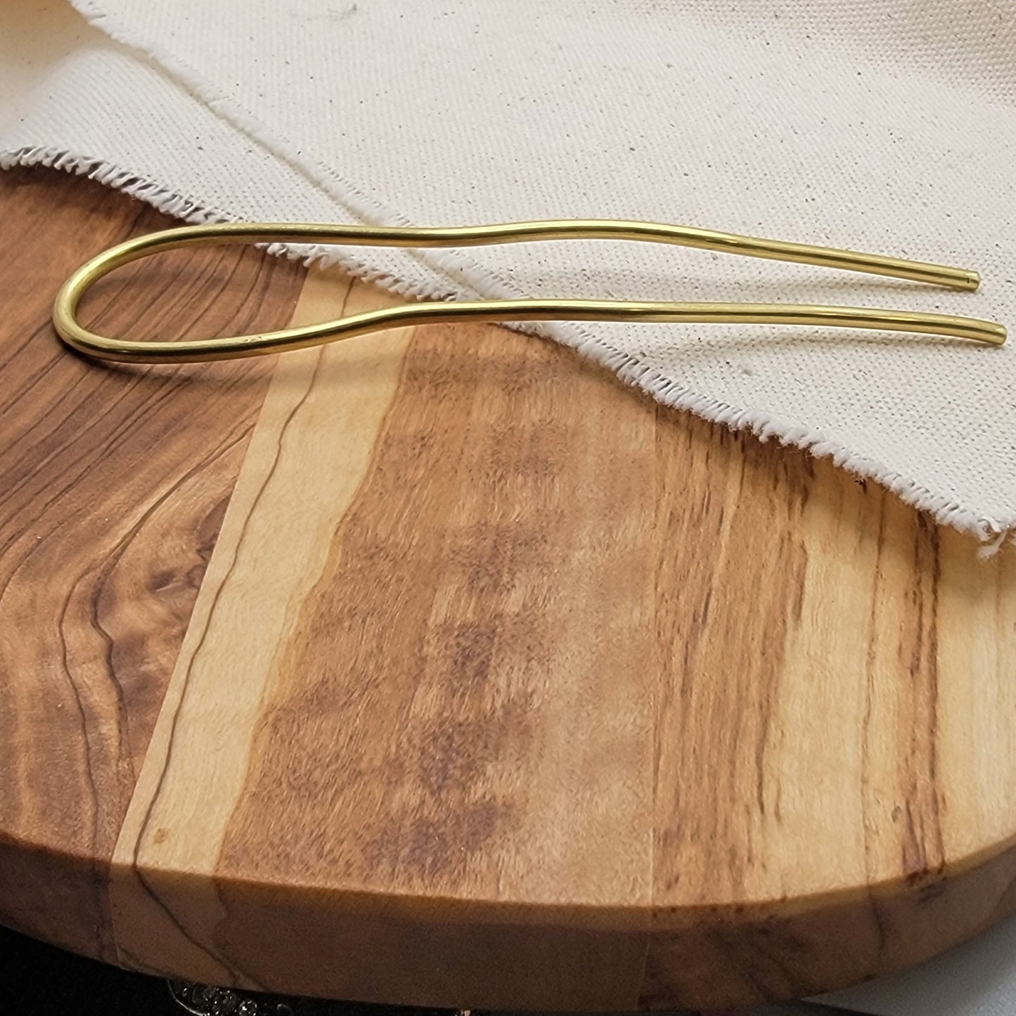 Hand Forged Wavy Artisan Brass Minimalist Hair Pin Bun Holder