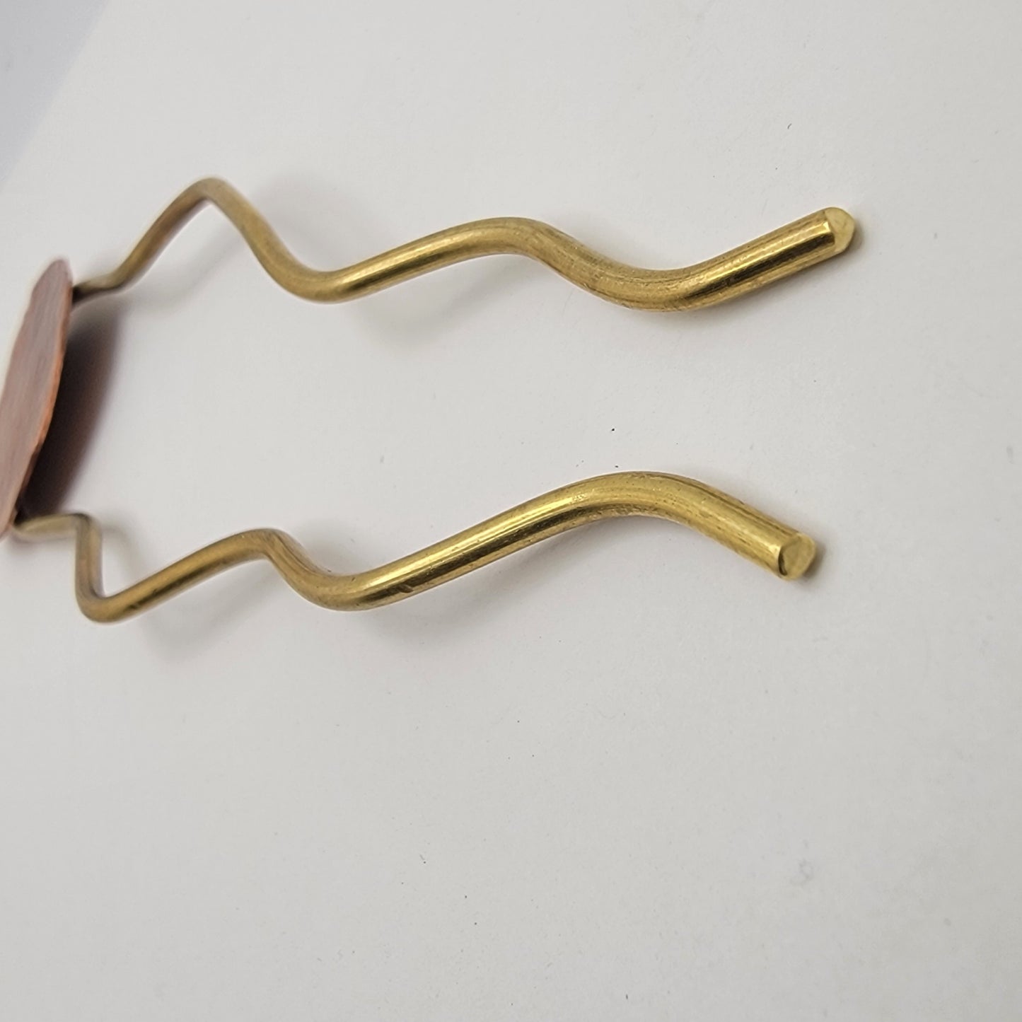 Hand Forged Brass Copper Hair Pin, Hammered Circle Bun Holder, Wavy Hair Stick
