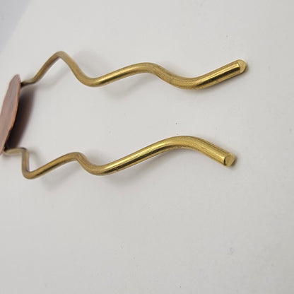 Hand Forged Brass Copper Hair Pin, Hammered Circle Bun Holder, Wavy Hair Stick
