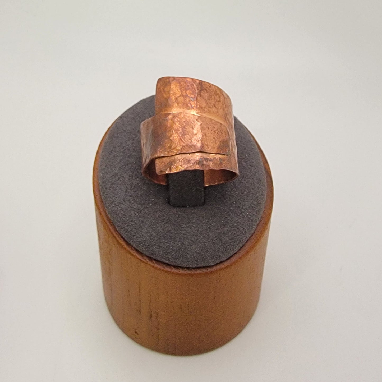 Handmade Hammered Copper Ring, Size 8.5 Wide Band Wrap Ring, Rustic Textured Copper Jewelry, 7th Anniversary Gift