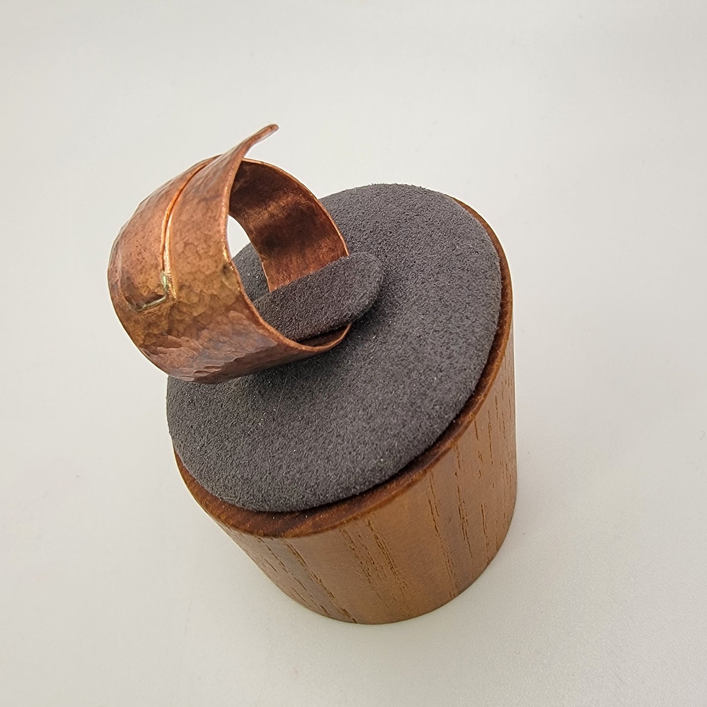Handmade Hammered Copper Ring, Size 8.5 Wide Band Wrap Ring, Rustic Textured Copper Jewelry, 7th Anniversary Gift