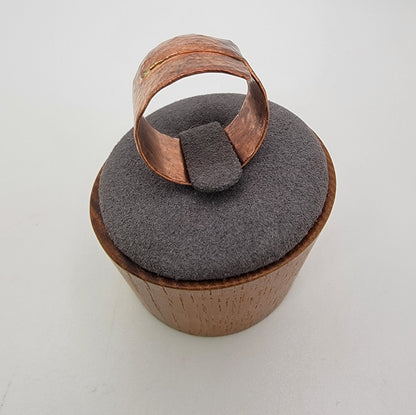 Handmade Hammered Copper Ring, Size 8.5 Wide Band Wrap Ring, Rustic Textured Copper Jewelry, 7th Anniversary Gift