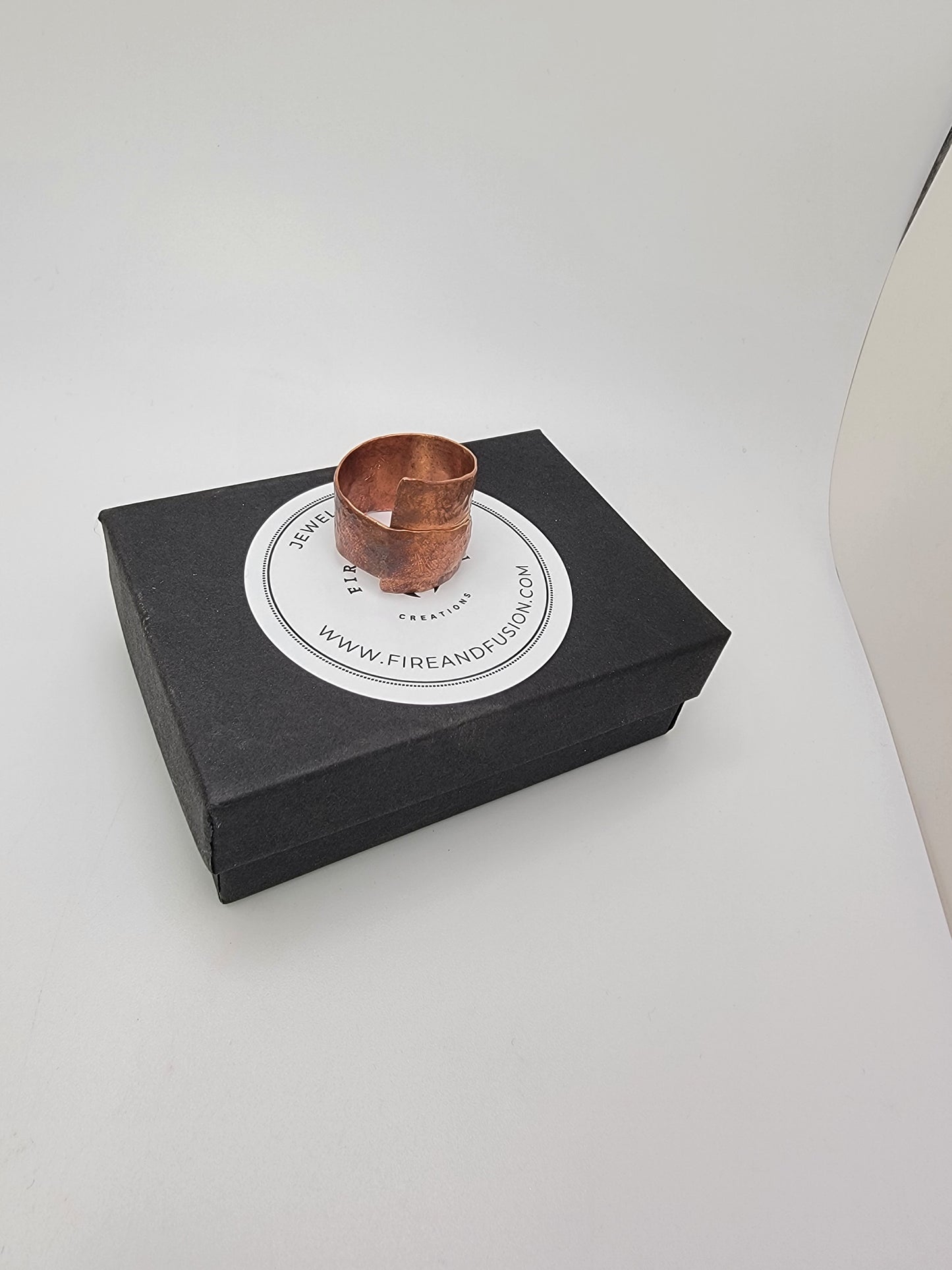 Handmade Hammered Copper Ring, Size 8.5 Wide Band Wrap Ring, Rustic Textured Copper Jewelry, 7th Anniversary Gift