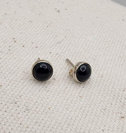 6mm Gemstone Cabochon Stud Earrings – 925 Sterling Silver
