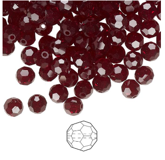 Bead garnet, Preciosa Czech crystal 3mm round