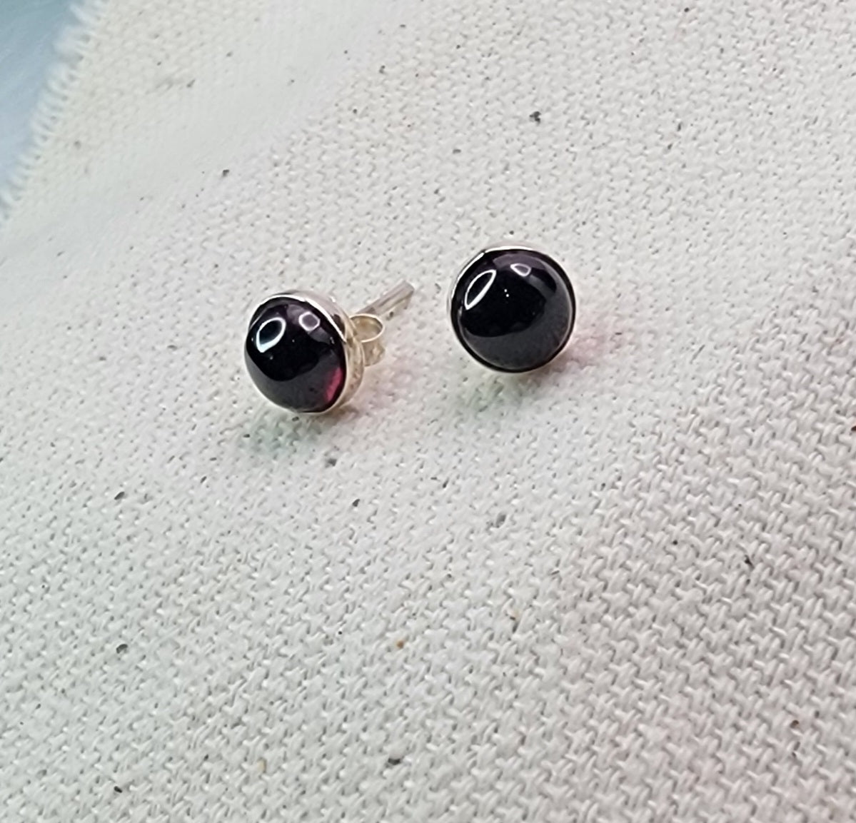 6mm Gemstone Cabochon Stud Earrings – 925 Sterling Silver