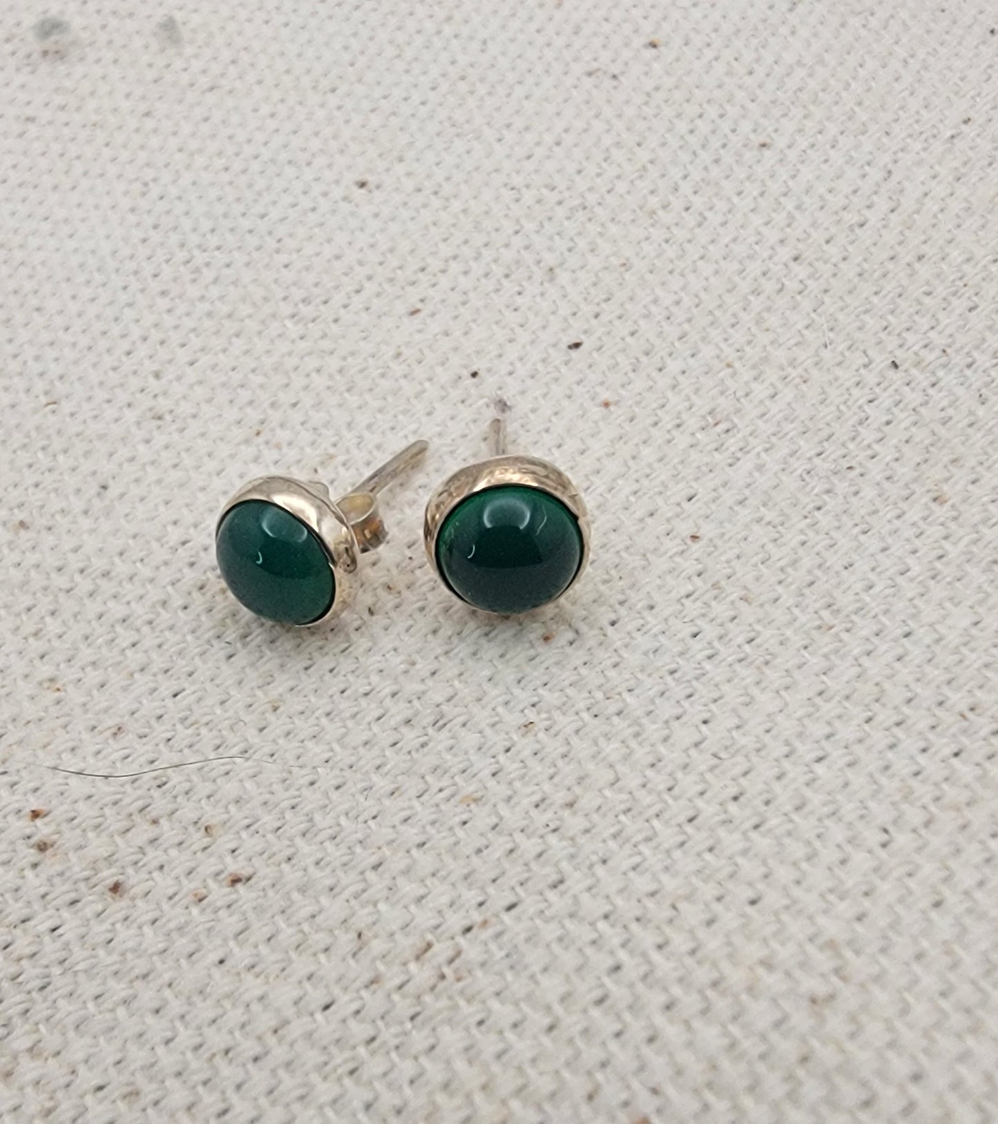 6mm Gemstone Cabochon Stud Earrings – 925 Sterling Silver