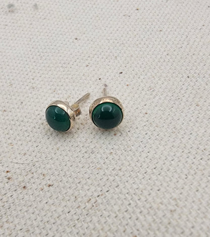 6mm Gemstone Cabochon Stud Earrings – 925 Sterling Silver