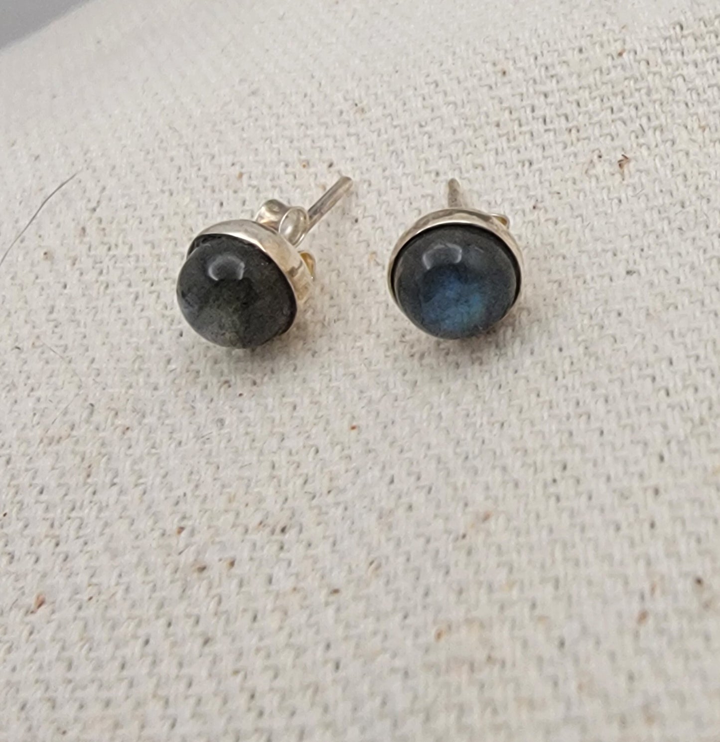 6mm Gemstone Cabochon Stud Earrings – 925 Sterling Silver