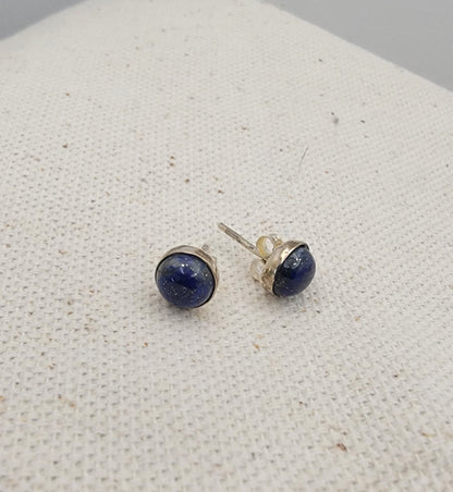 6mm Gemstone Cabochon Stud Earrings – 925 Sterling Silver