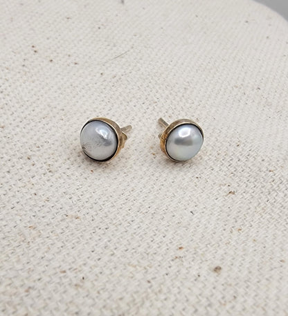 6mm Gemstone Cabochon Stud Earrings – 925 Sterling Silver