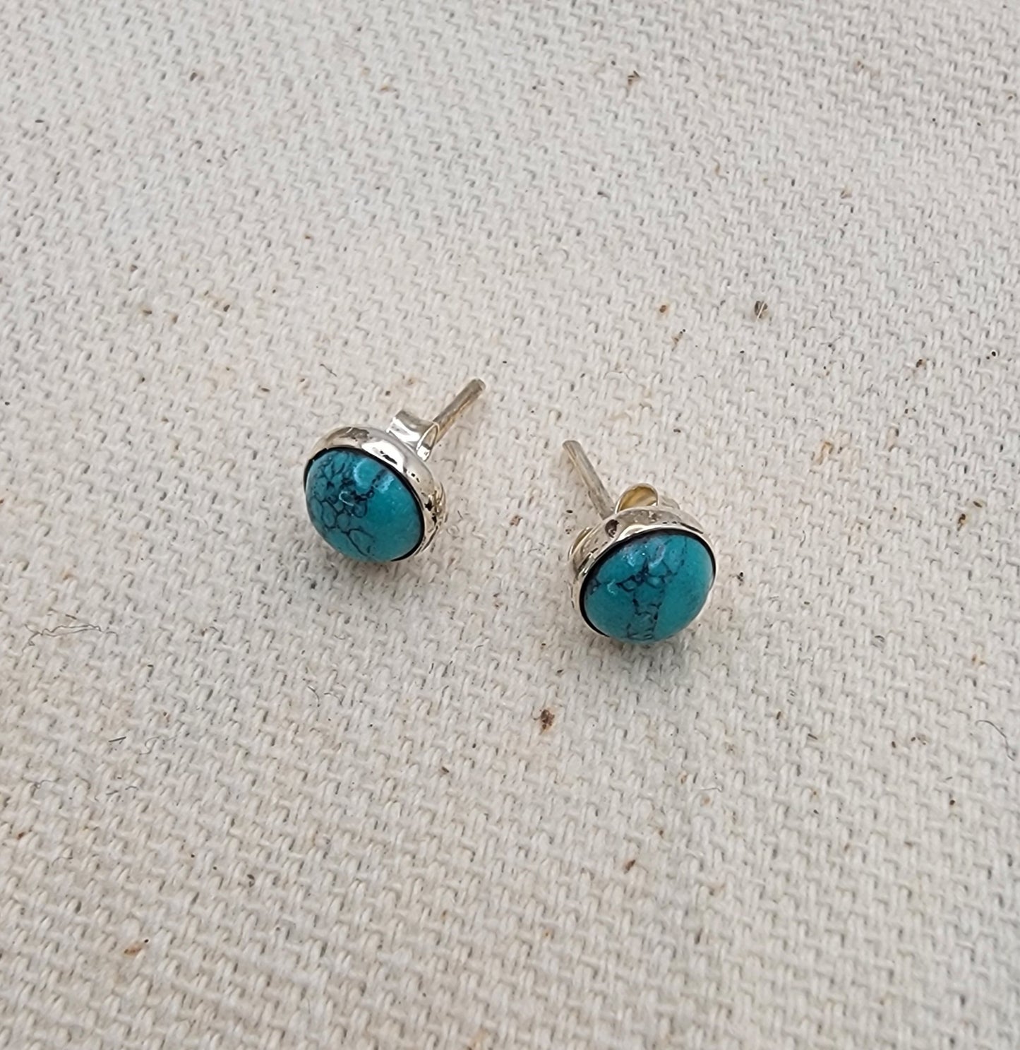 6mm Gemstone Cabochon Stud Earrings – 925 Sterling Silver