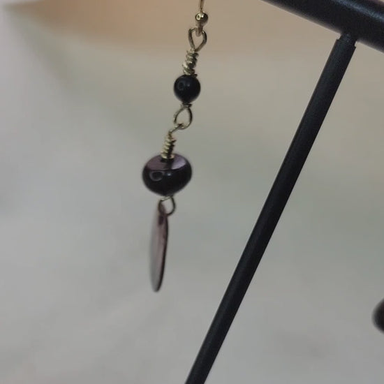 Copper and brown earth toned beads on a dangle earring