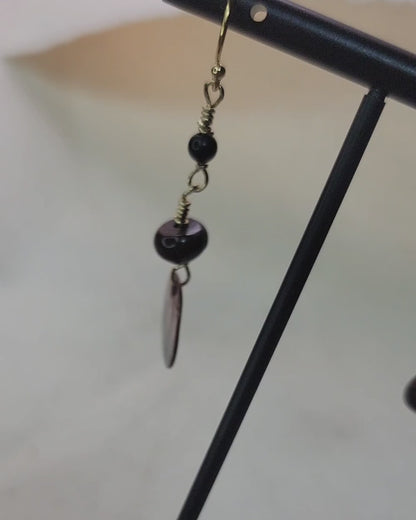 Copper and brown earth toned beads on a dangle earring